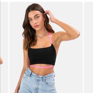 Adika \\\ black and neon pink crop top